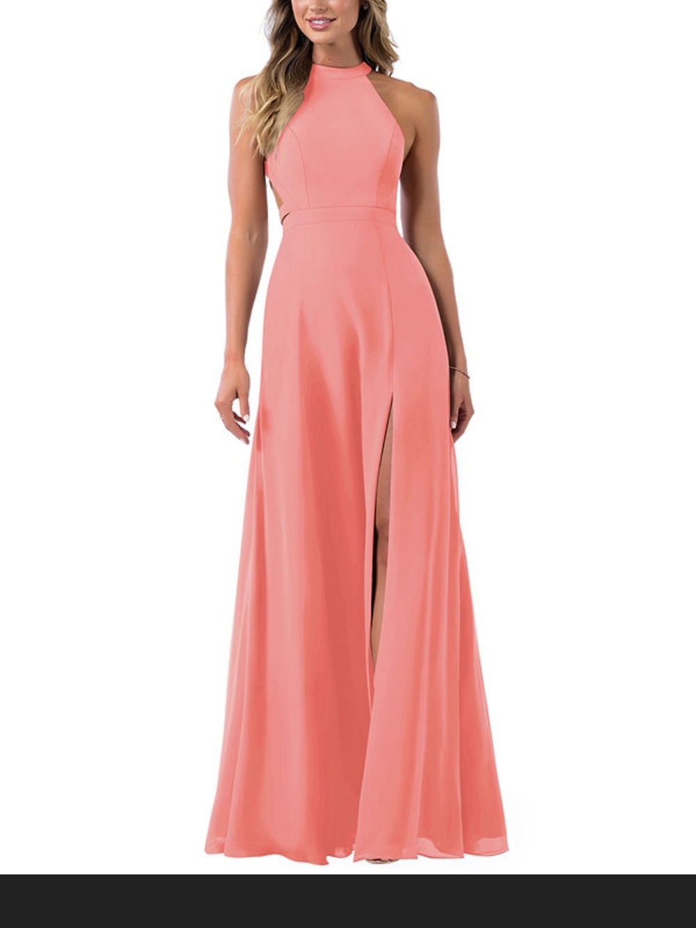 Azazie Clarice Halter Neck Coral Bridesmaid Gown